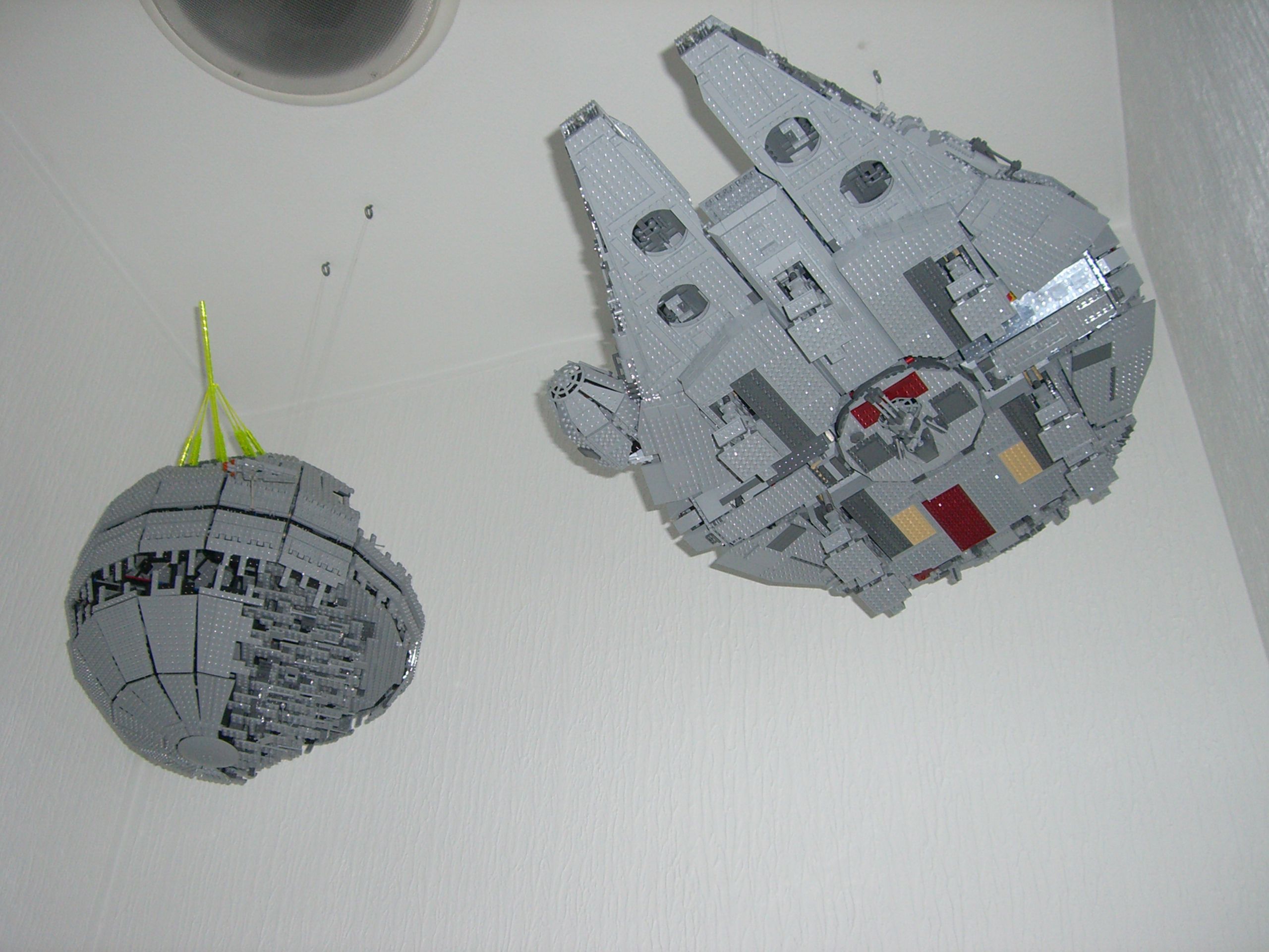 Millenium Falcon & Deathstar Below Angle in Stairwell